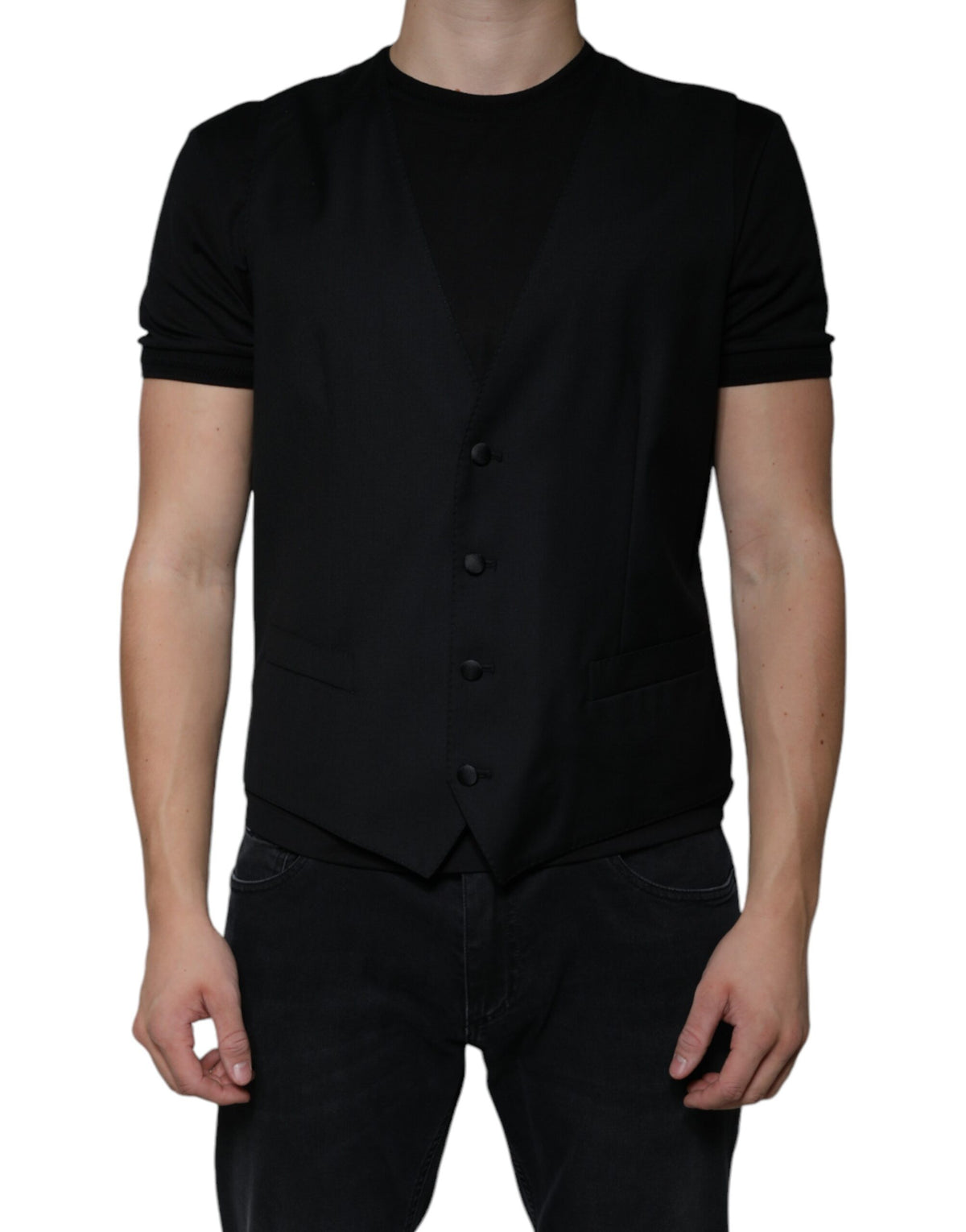 Dolce & Gabbana Black Wool Waistcoat - Elegant Formal Vest