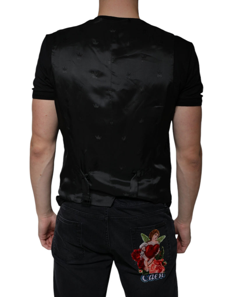 Dolce & Gabbana Black Wool Waistcoat - Elegant Formal Vest