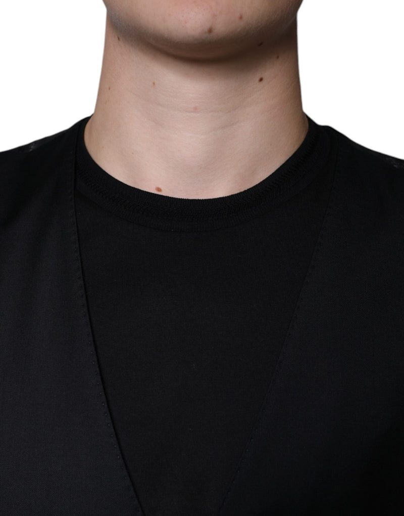 Dolce & Gabbana Black Wool Waistcoat - Elegant Formal Vest