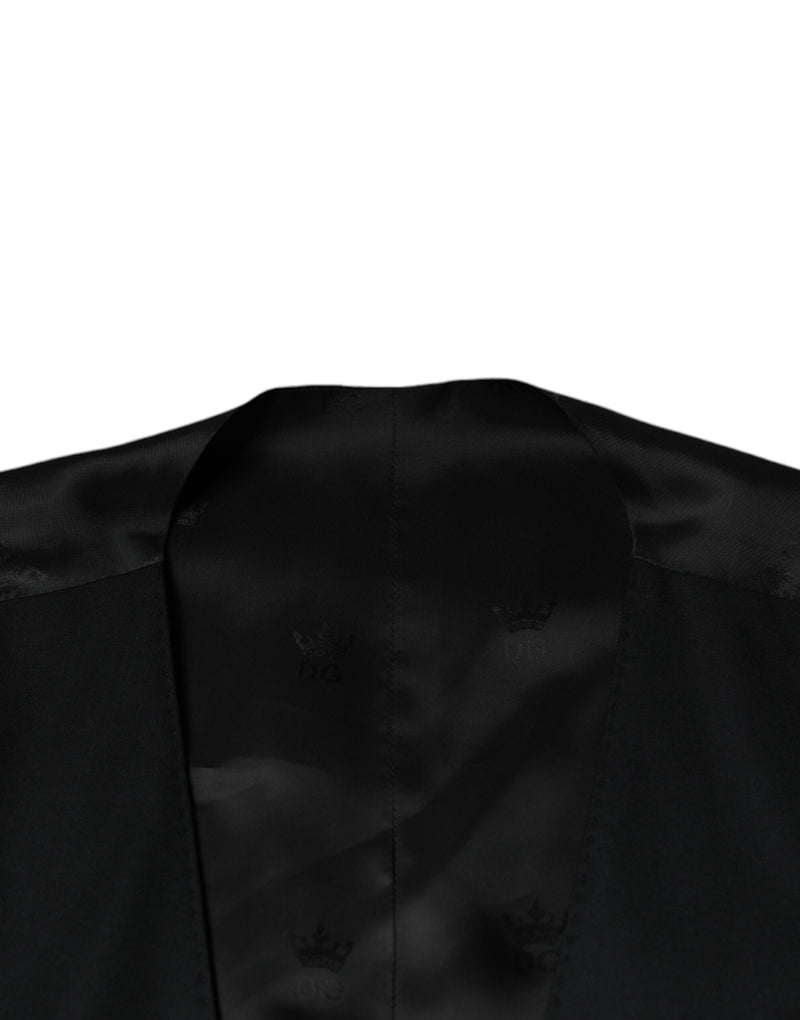 Dolce & Gabbana Black Wool Waistcoat - Elegant Formal Vest