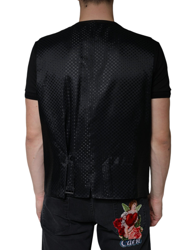 Dolce & Gabbana Black Wool Waistcoat - Elegant Formal Vest