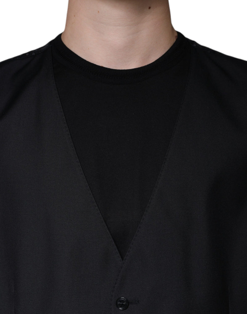 Dolce & Gabbana Black Wool Waistcoat - Elegant Formal Vest