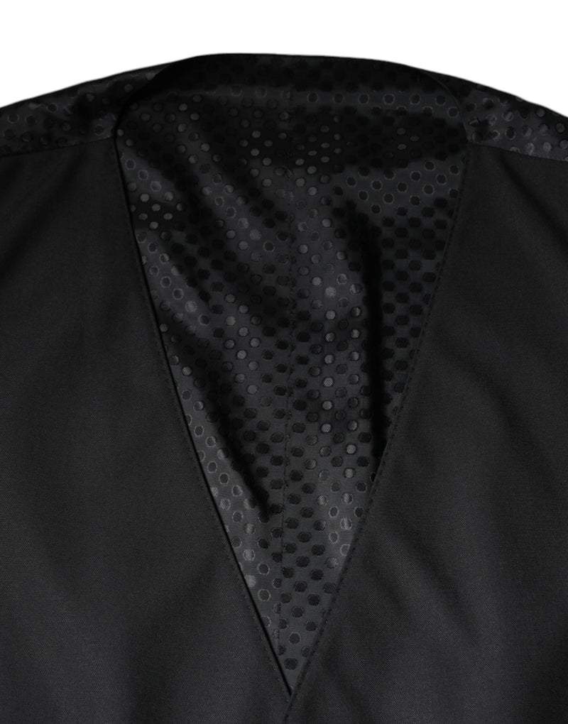 Dolce & Gabbana Black Wool Waistcoat - Elegant Formal Vest