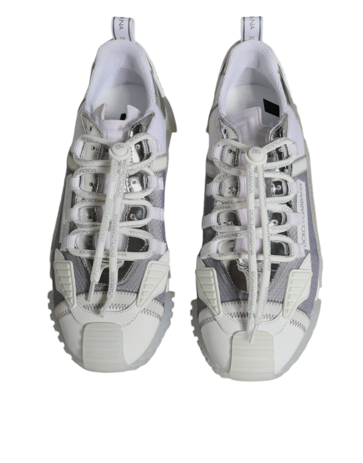 Dolce & Gabbana White Silver Low Top NS1 Sneakers