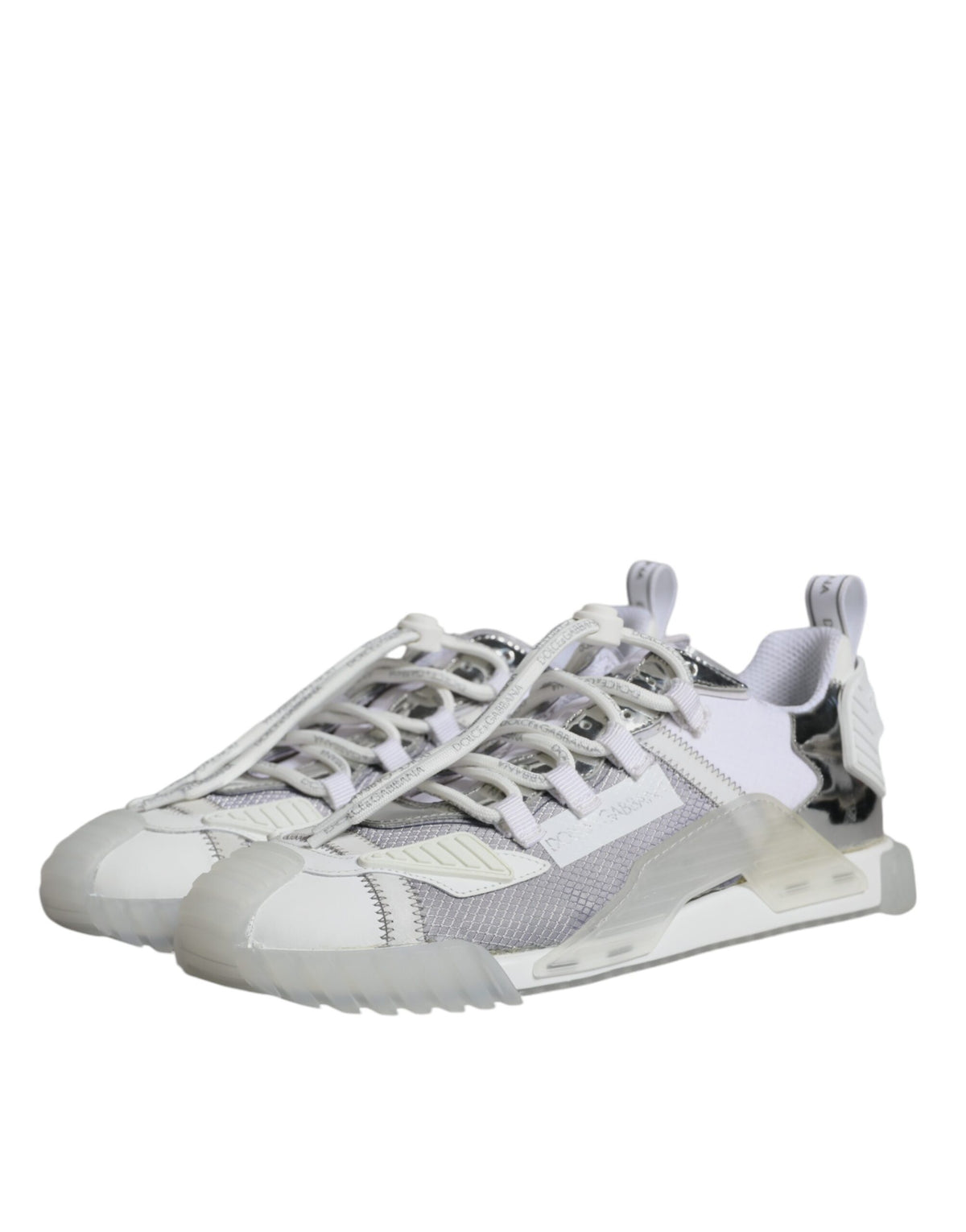 Dolce & Gabbana White Silver Low Top NS1 Sneakers