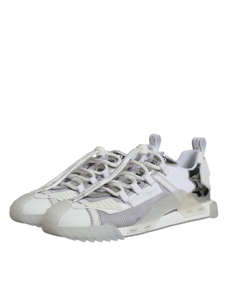 Dolce & Gabbana White Silver Low Top NS1 Sneakers