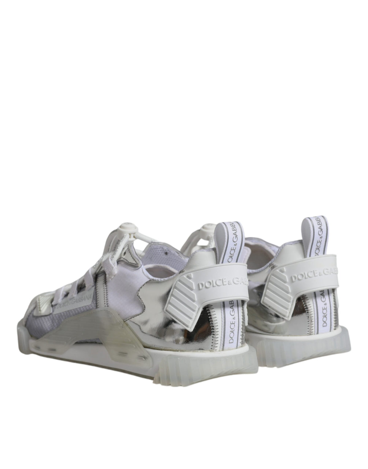 Dolce & Gabbana White Silver Low Top NS1 Sneakers