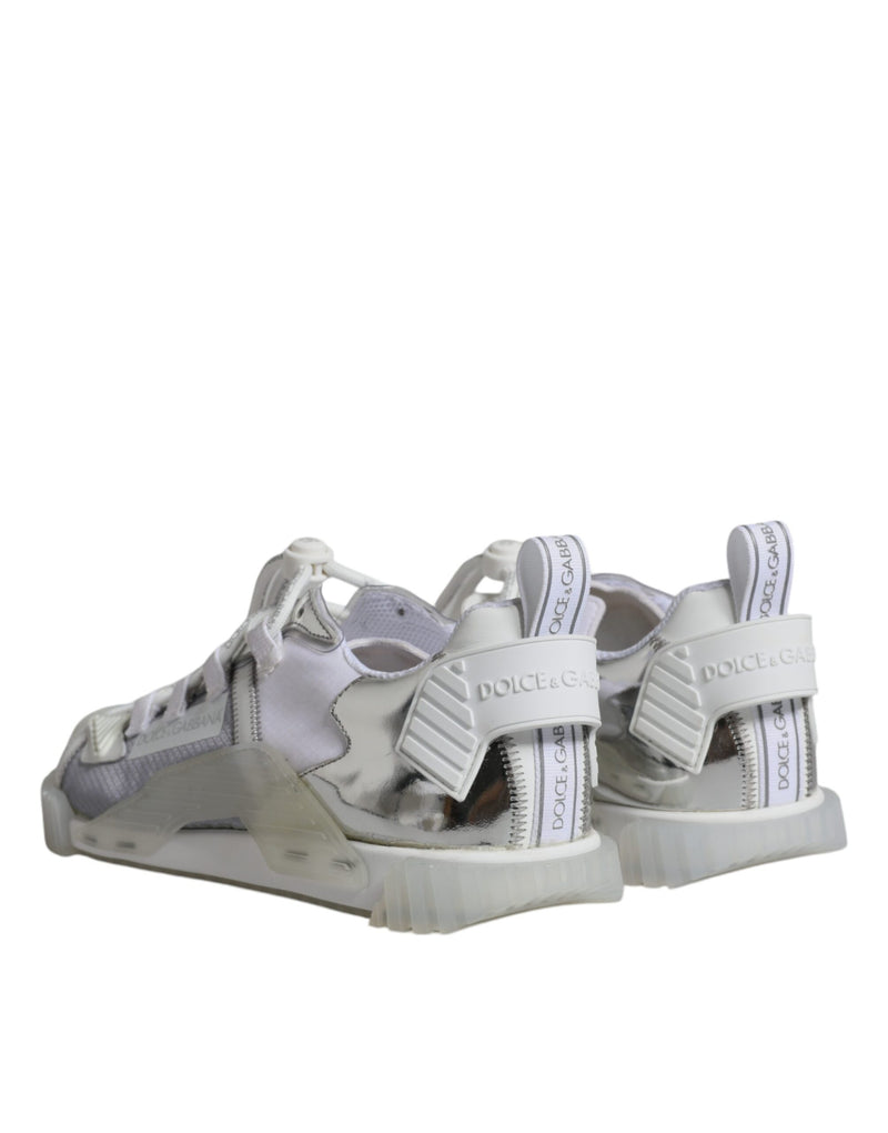 Dolce & Gabbana White Silver Low Top NS1 Sneakers