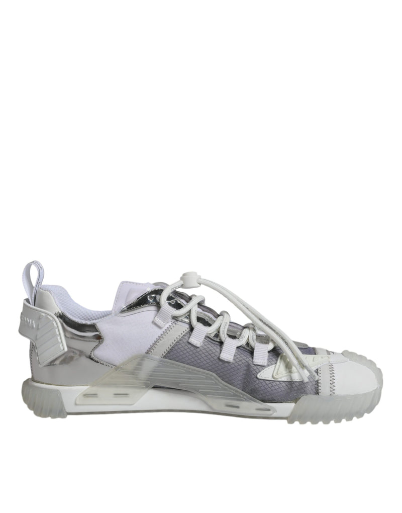 Dolce & Gabbana White Silver Low Top NS1 Sneakers