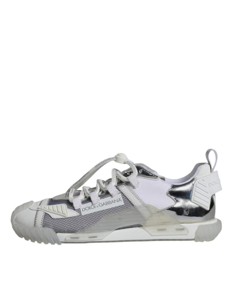 Dolce & Gabbana White Silver Low Top NS1 Sneakers