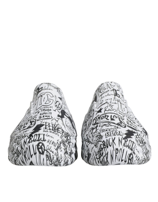 Dolce & Gabbana White Black Graffiti Daymaster Sneakers