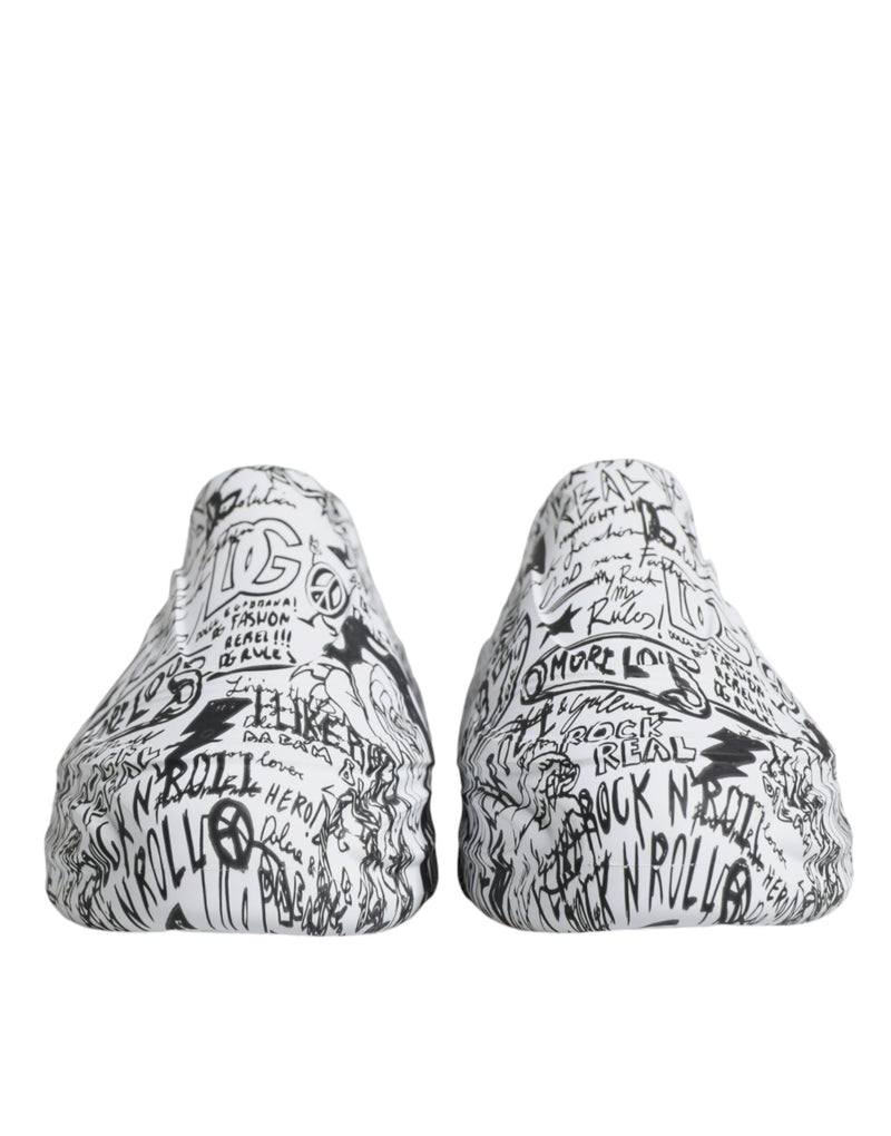 Dolce & Gabbana White Black Graffiti Daymaster Sneakers