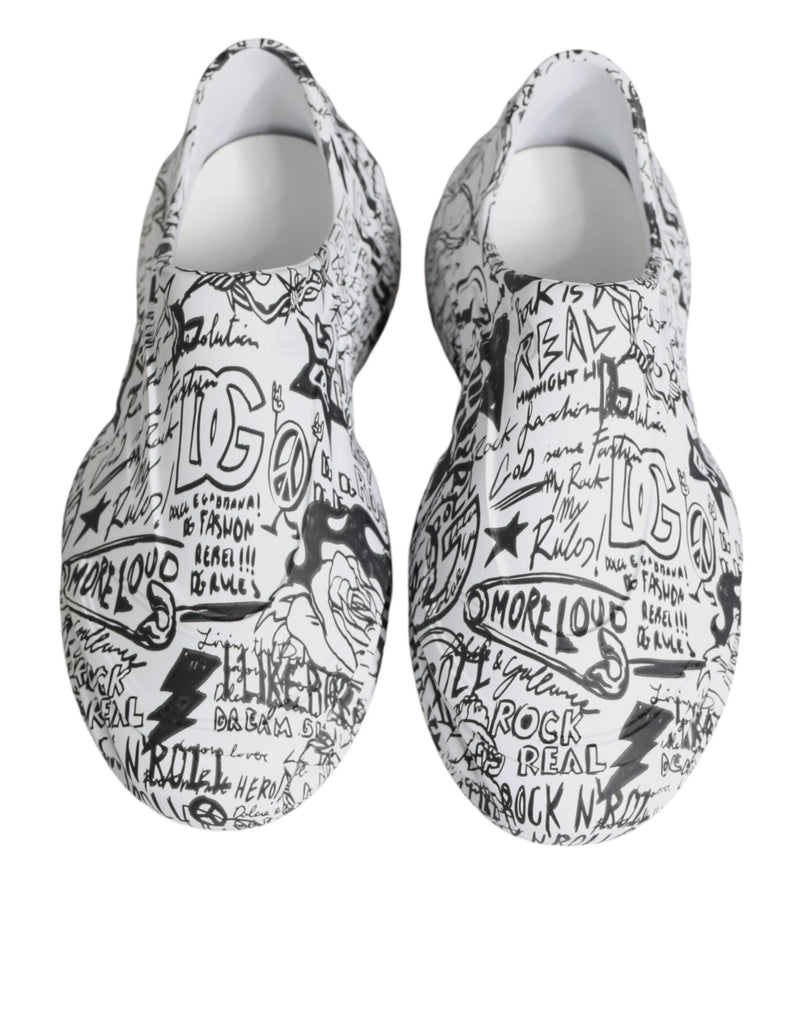Dolce & Gabbana White Black Graffiti Daymaster Sneakers