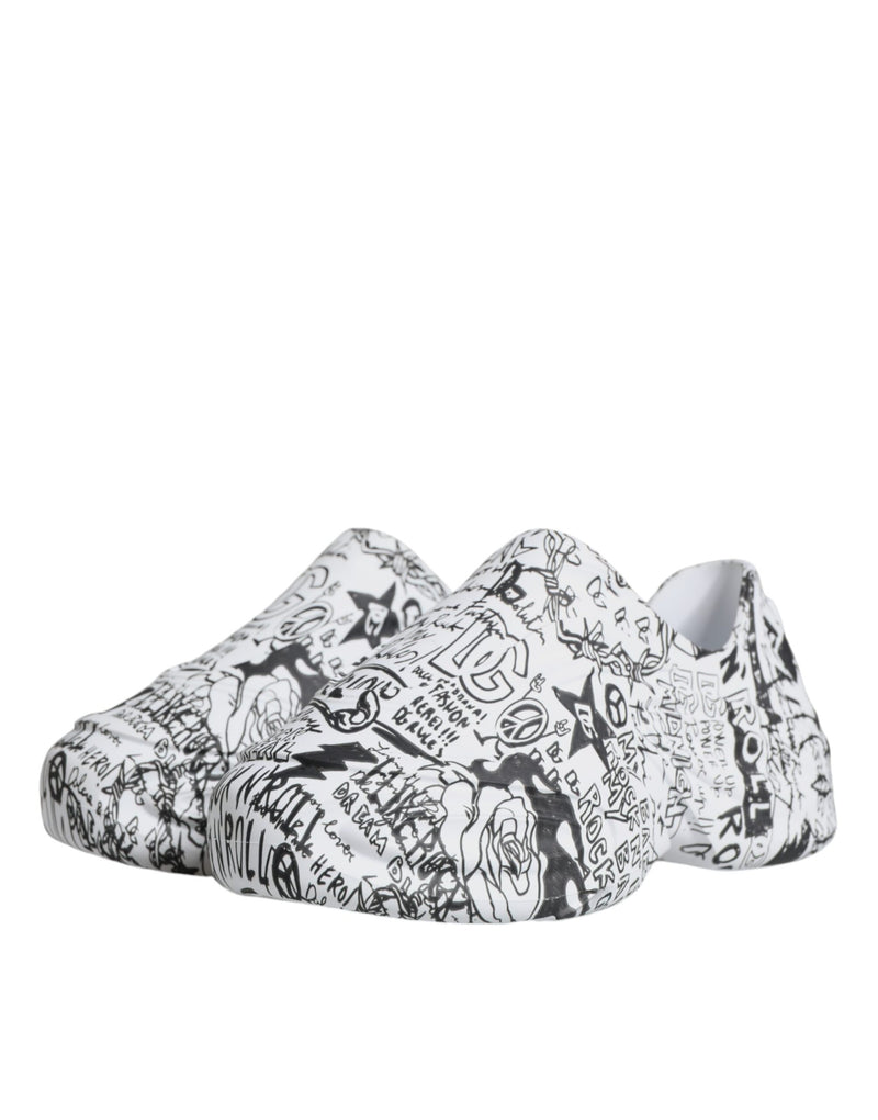 Dolce & Gabbana White Black Graffiti Daymaster Sneakers
