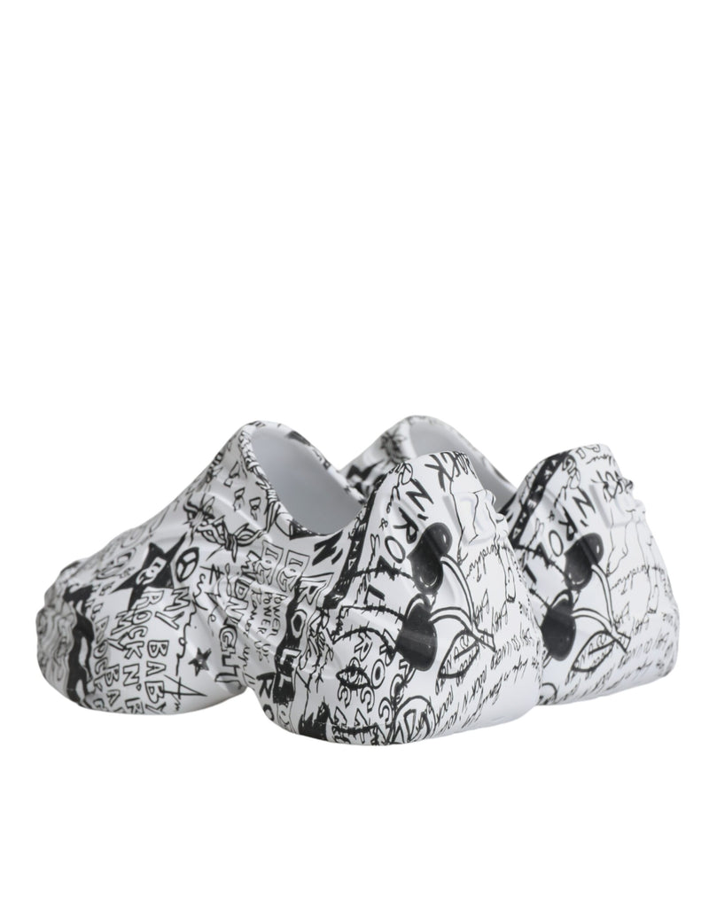 Dolce & Gabbana White Black Graffiti Daymaster Sneakers