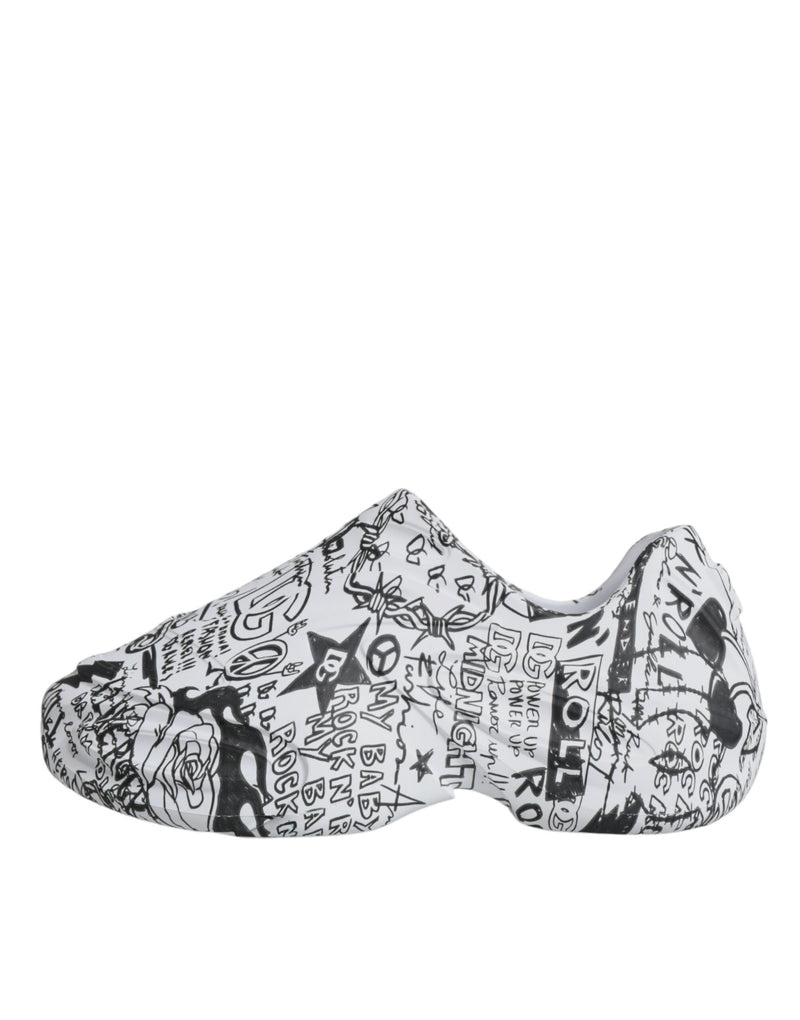 Dolce & Gabbana White Black Graffiti Daymaster Sneakers