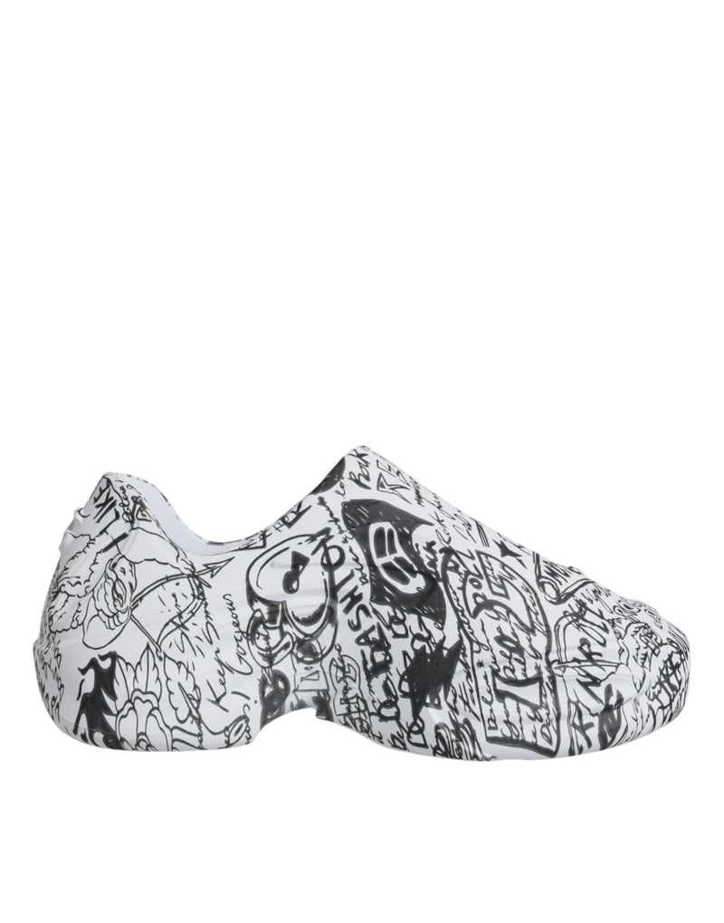 Dolce & Gabbana White Black Graffiti Daymaster Sneakers