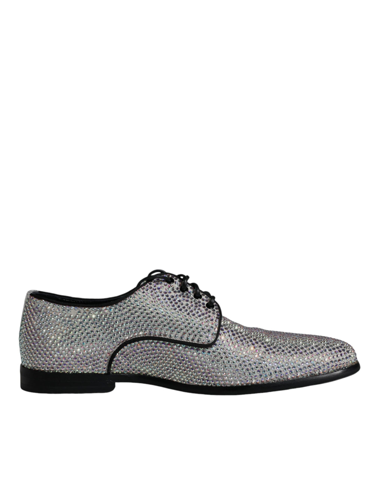 Dolce & Gabbana Raffaello Silver Leather Rhinestones Derby Shoes