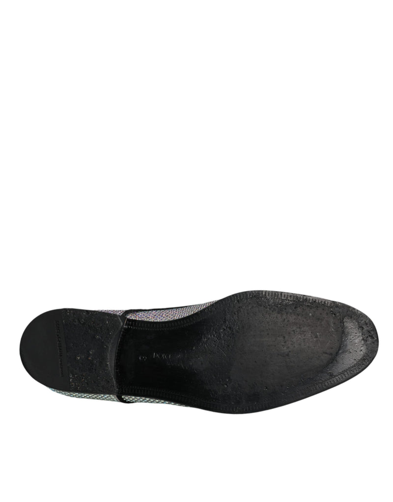 Dolce & Gabbana Raffaello Silver Leather Rhinestones Derby Shoes