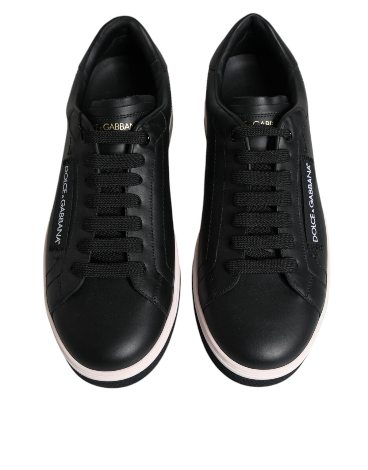 Dolce & Gabbana Black Leather Low Top Sneakers for Men