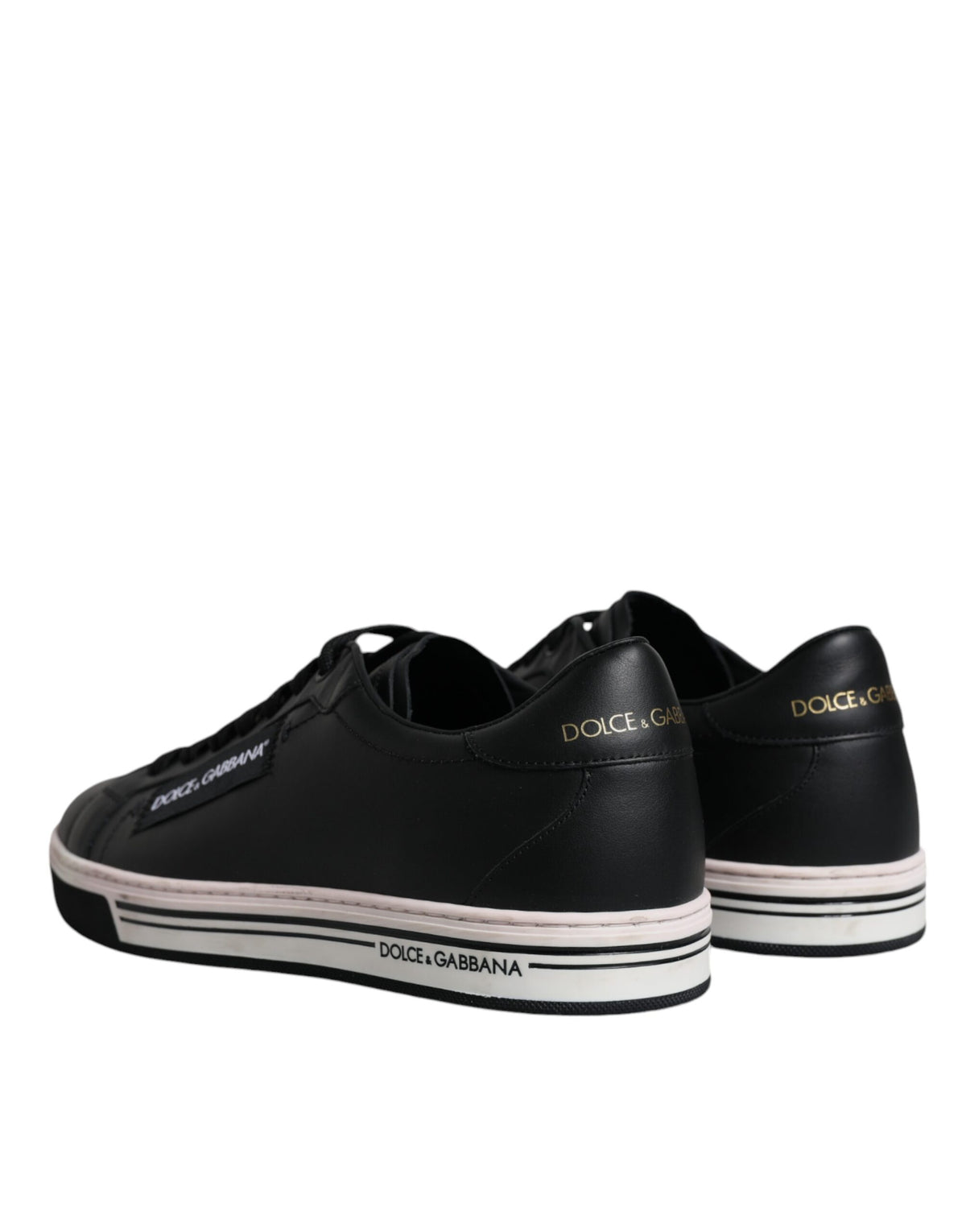Dolce & Gabbana Black Leather Low Top Sneakers for Men