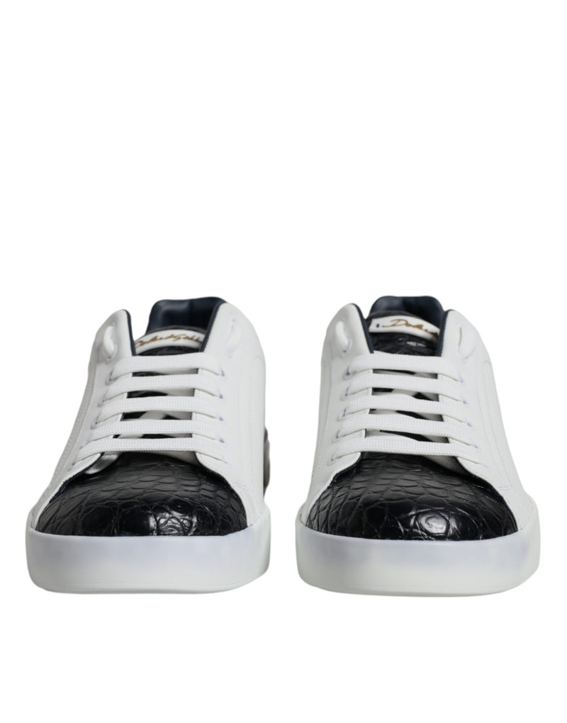 Dolce & Gabbana Portofino White Leather Logo Sneakers