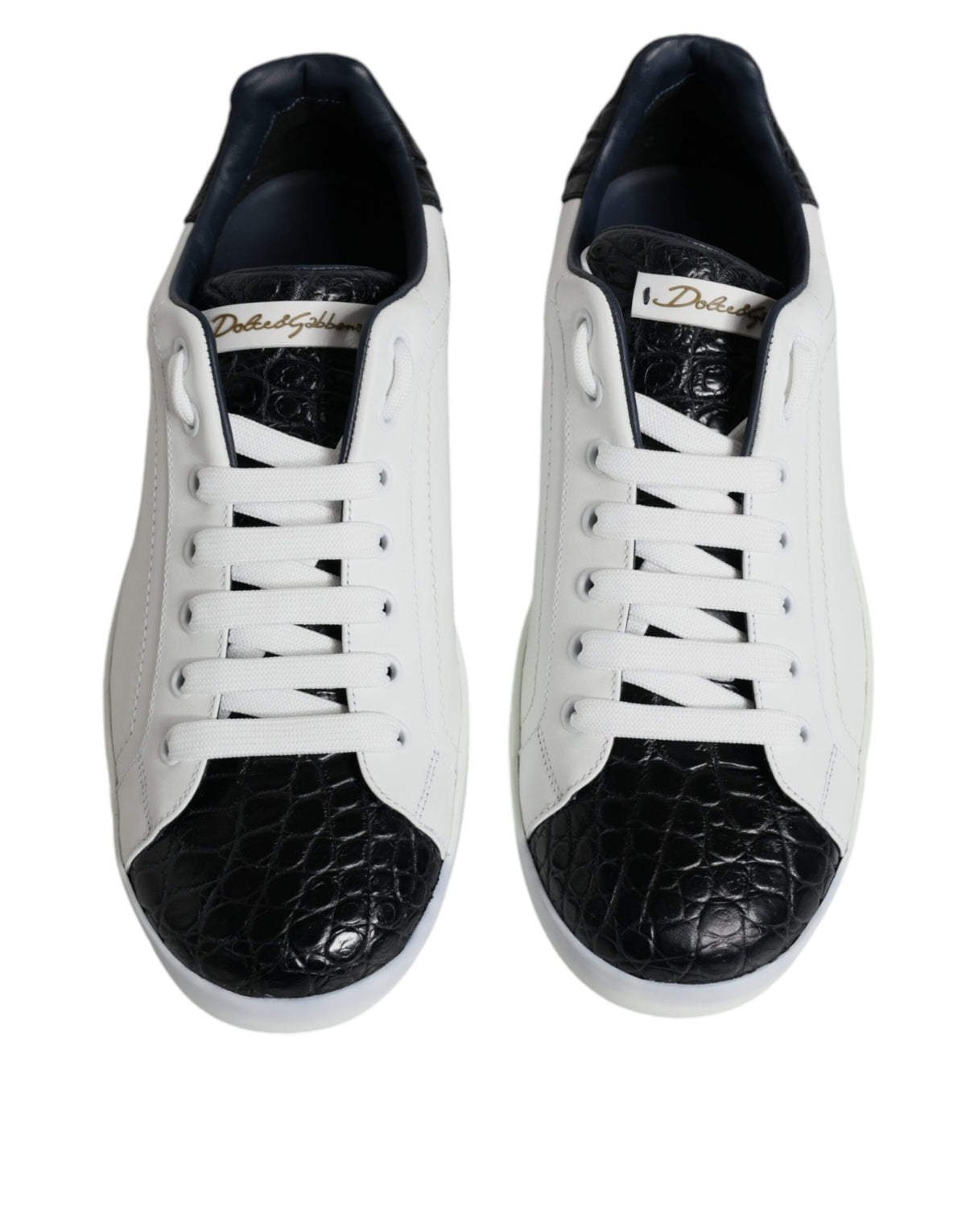 Dolce & Gabbana Portofino White Leather Logo Sneakers