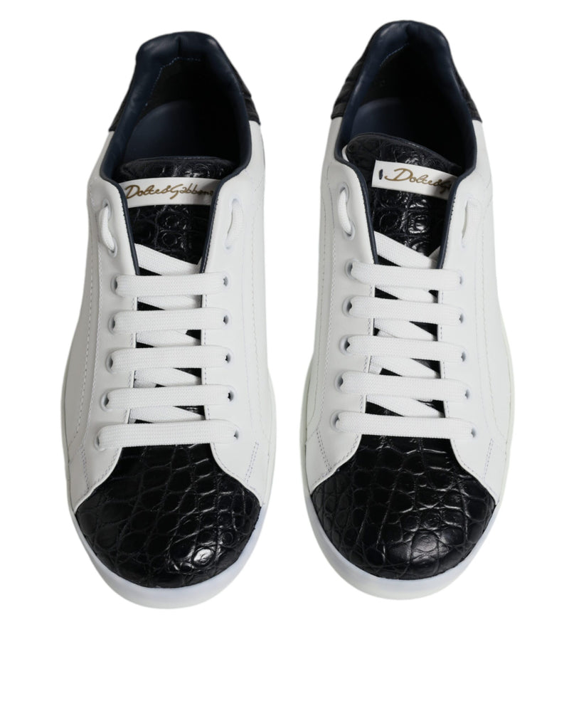 Dolce & Gabbana Portofino White Leather Logo Sneakers