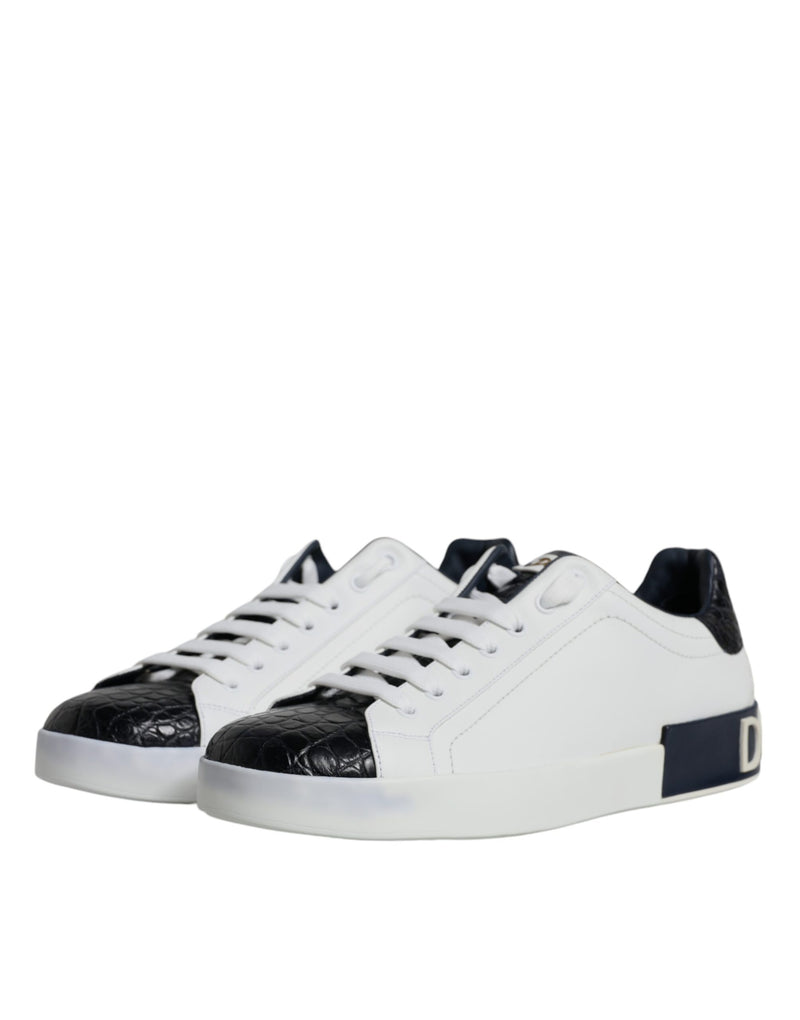 Dolce & Gabbana Portofino White Leather Logo Sneakers