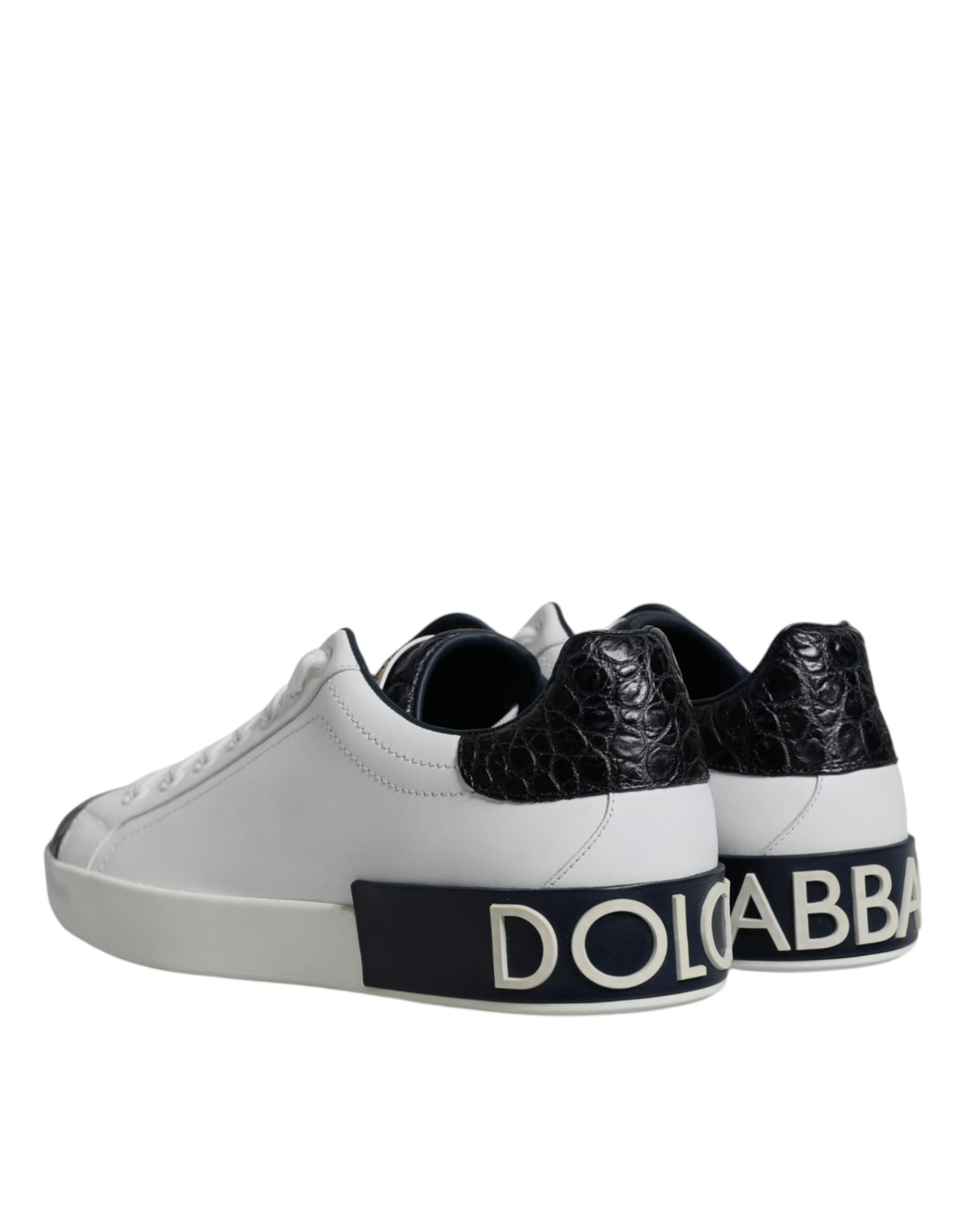 Dolce & Gabbana Portofino White Leather Logo Sneakers