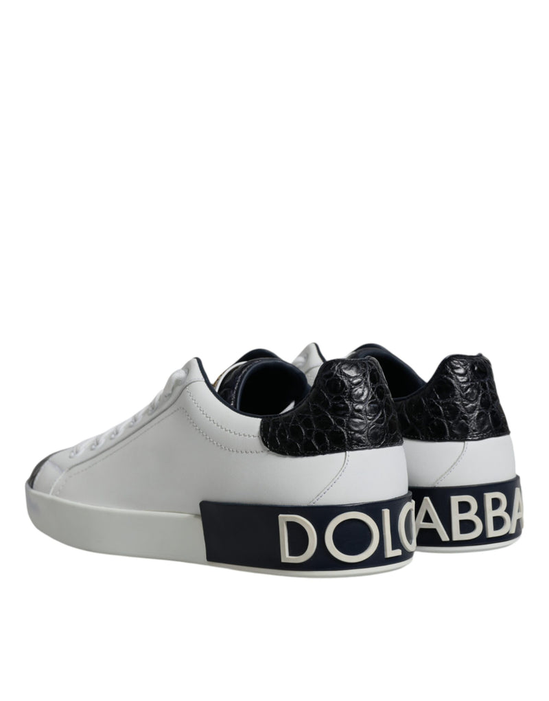 Dolce & Gabbana Portofino White Leather Logo Sneakers