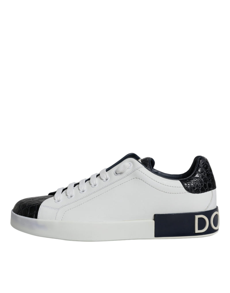 Dolce & Gabbana Portofino White Leather Logo Sneakers