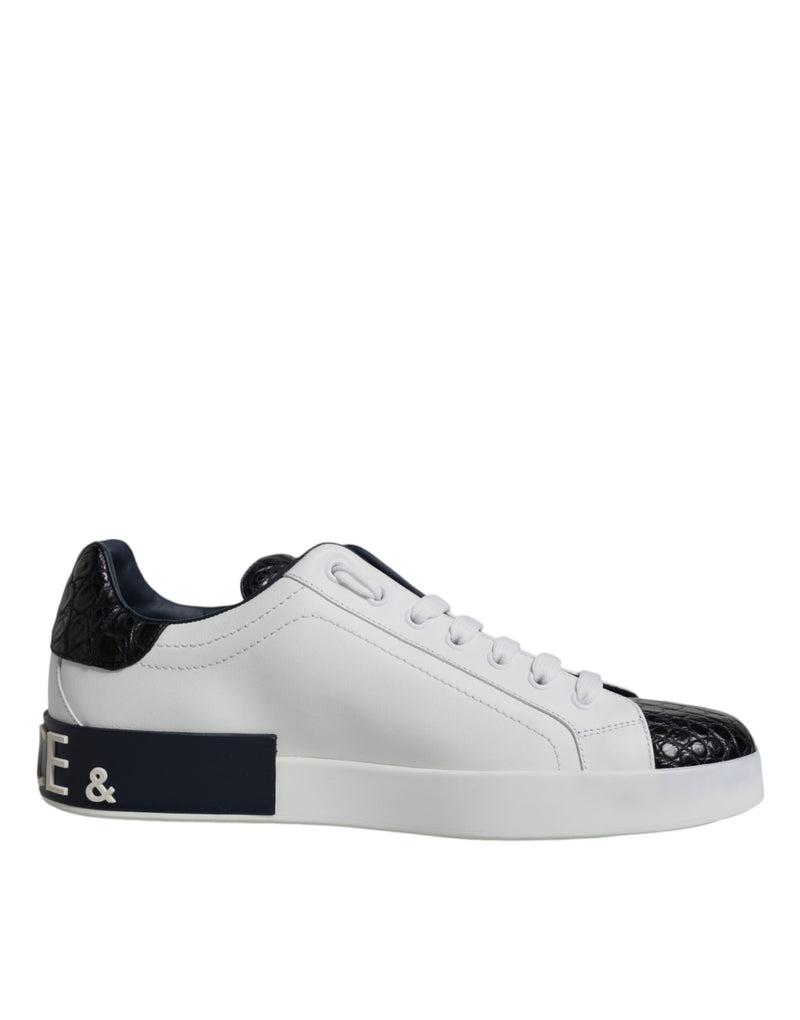 Dolce & Gabbana Portofino White Leather Logo Sneakers