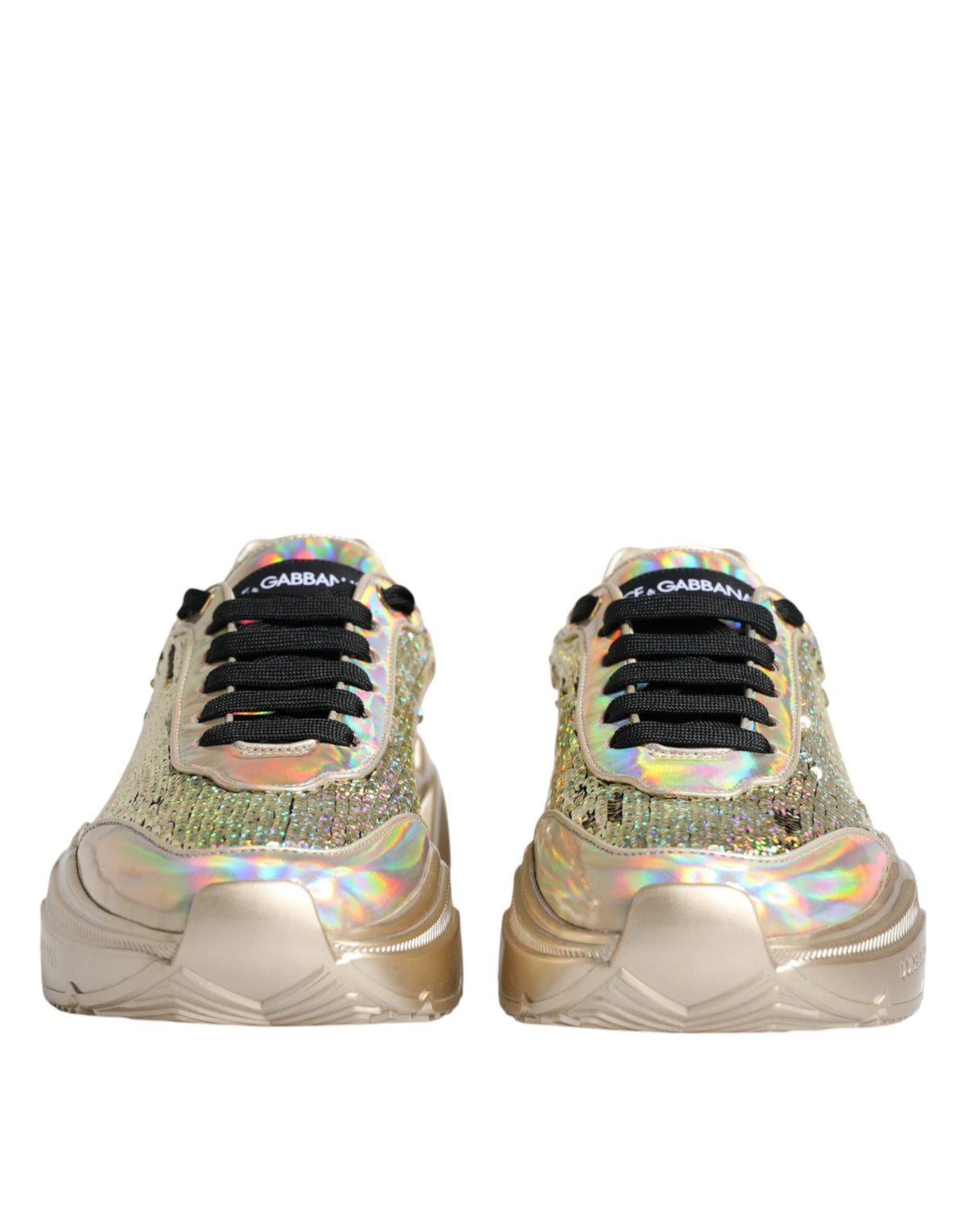 Dolce & Gabbana Gold Sequin Iridescent Daymaster Sneakers