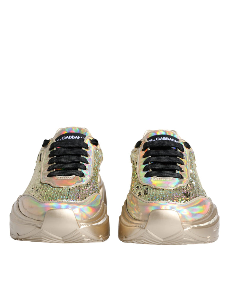 Dolce & Gabbana Gold Sequin Iridescent Daymaster Sneakers