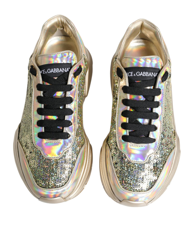 Dolce & Gabbana Gold Sequin Iridescent Daymaster Sneakers