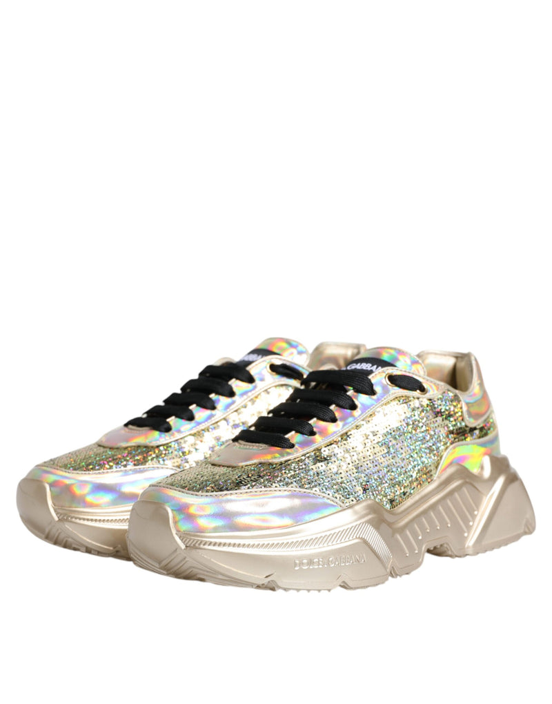 Dolce & Gabbana Gold Sequin Iridescent Daymaster Sneakers
