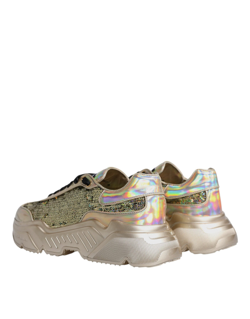 Dolce & Gabbana Gold Sequin Iridescent Daymaster Sneakers
