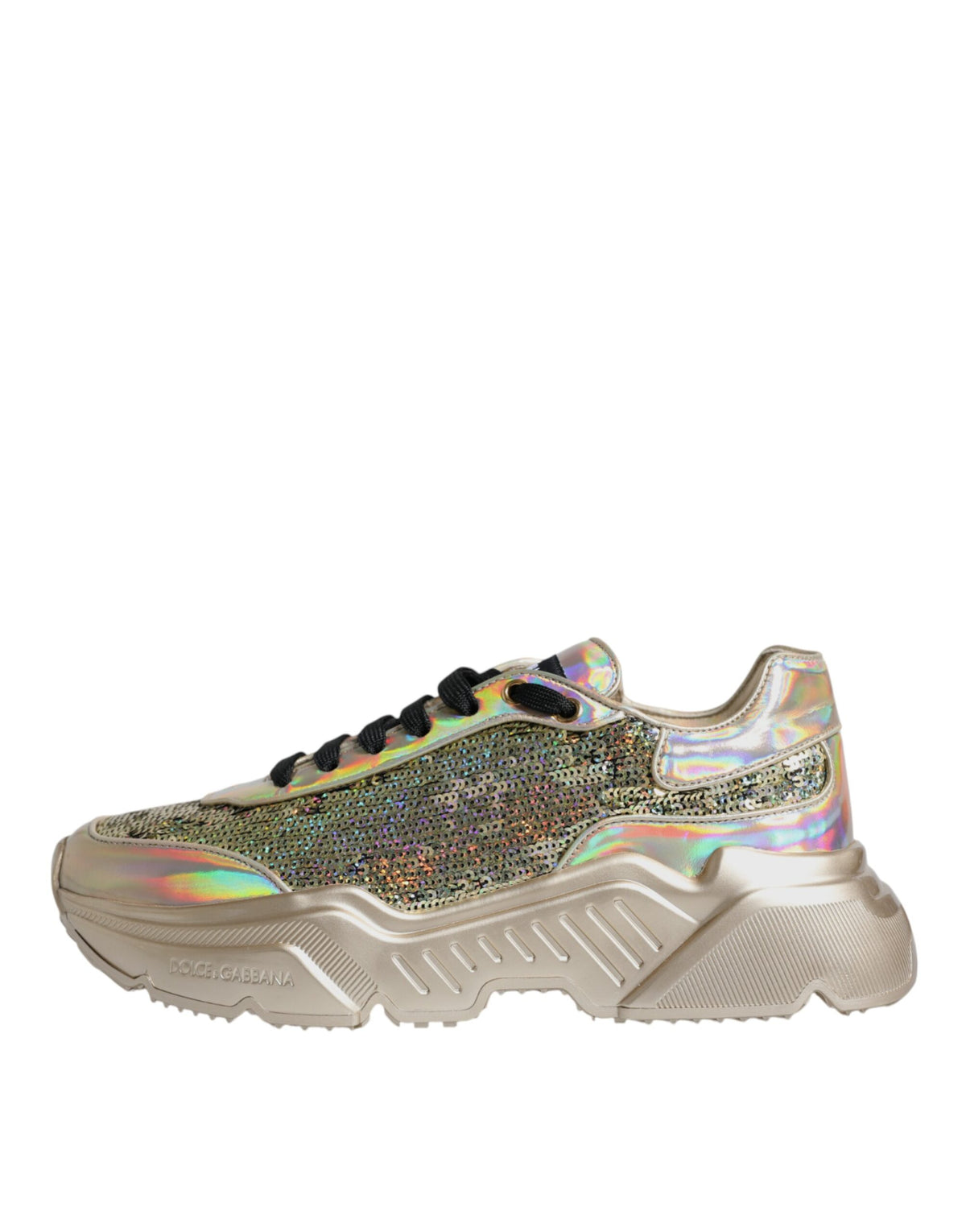 Dolce & Gabbana Gold Sequin Iridescent Daymaster Sneakers