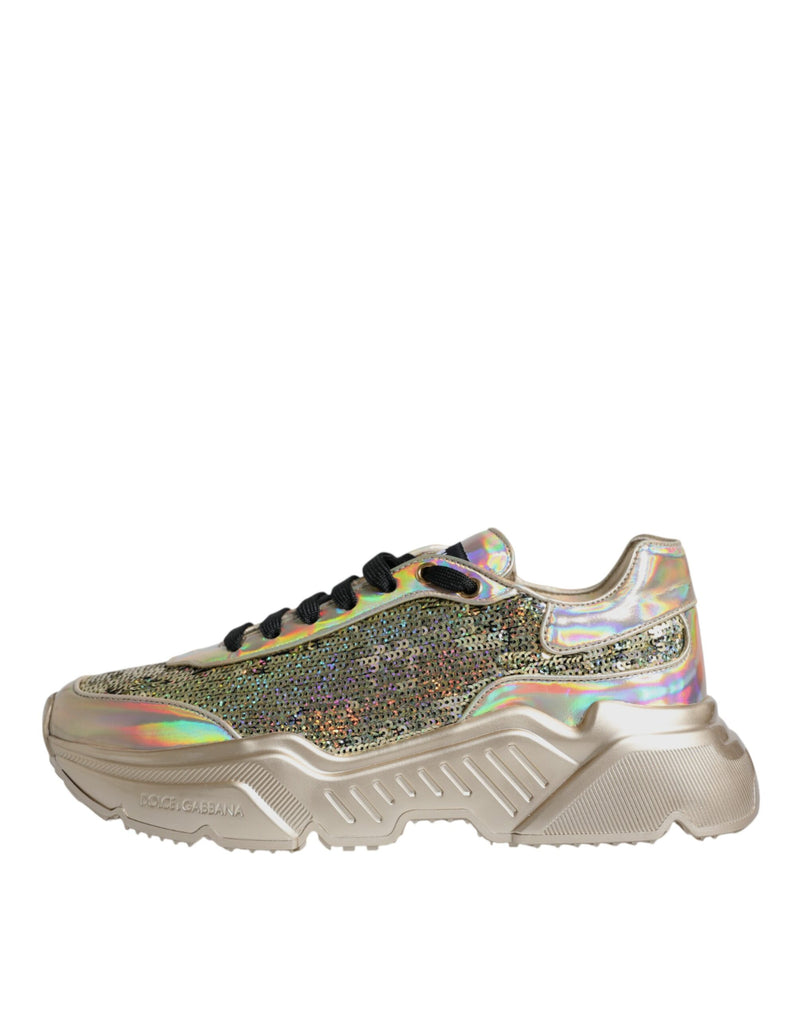 Dolce & Gabbana Gold Sequin Iridescent Daymaster Sneakers