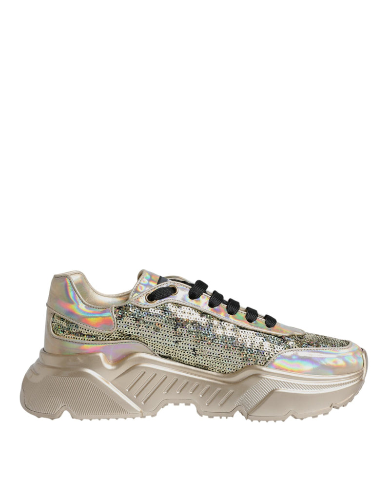Dolce & Gabbana Gold Sequin Iridescent Daymaster Sneakers