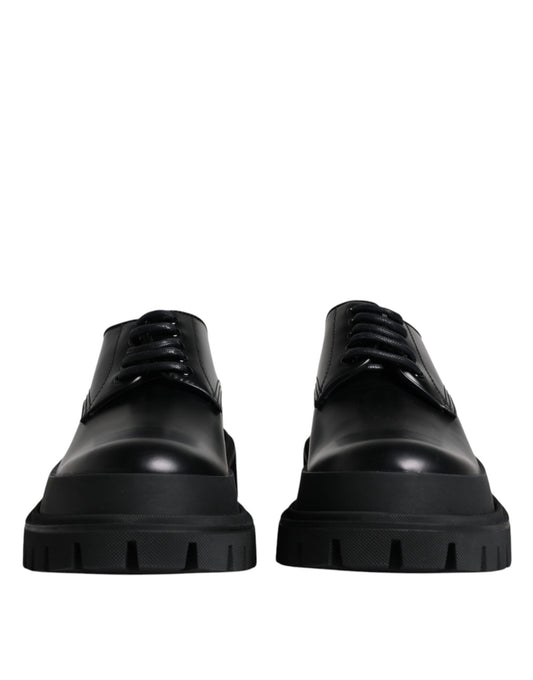 Dolce & Gabbana Black Leather Lace Up Derby Dress Shoes