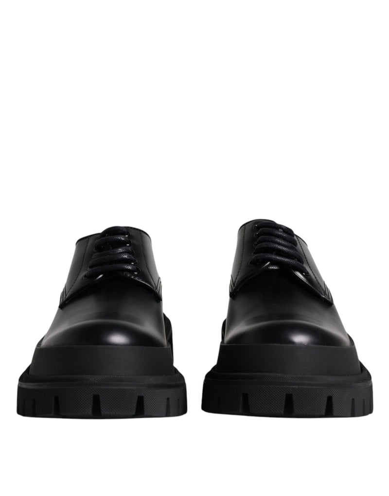 Dolce & Gabbana Black Leather Lace Up Derby Dress Shoes