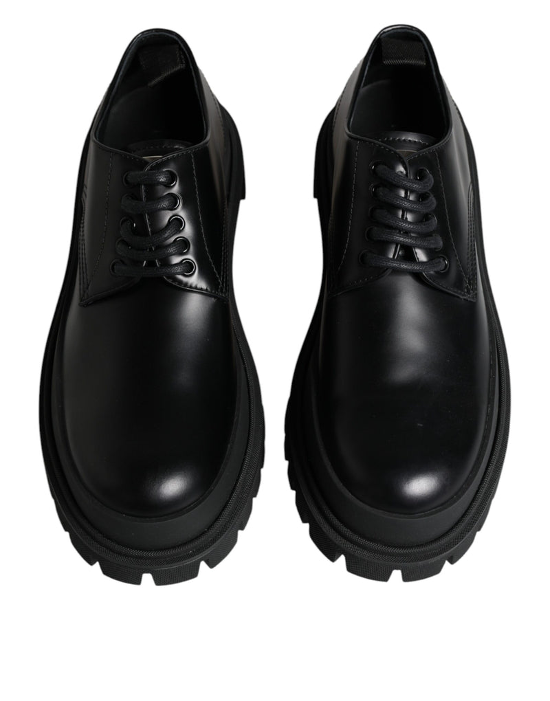 Dolce & Gabbana Black Leather Lace Up Derby Dress Shoes