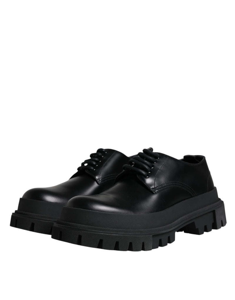 Dolce & Gabbana Black Leather Lace Up Derby Dress Shoes