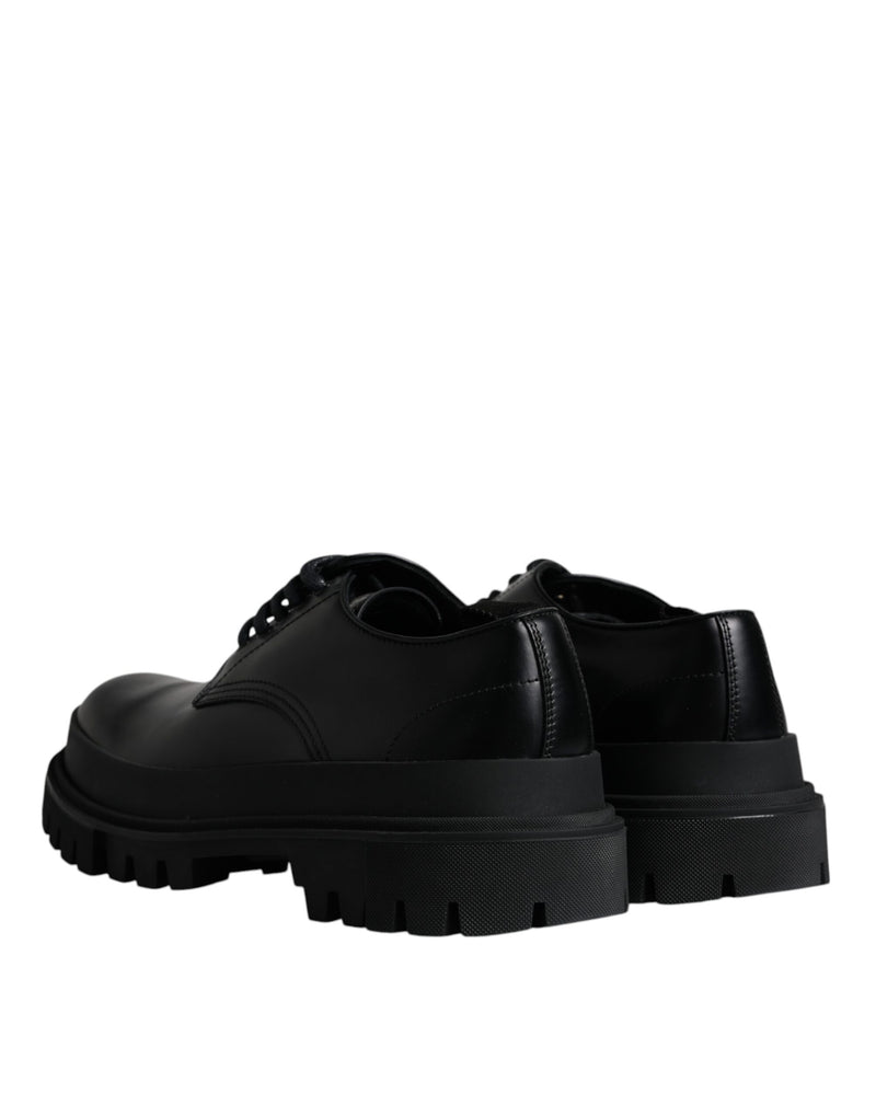 Dolce & Gabbana Black Leather Lace Up Derby Dress Shoes