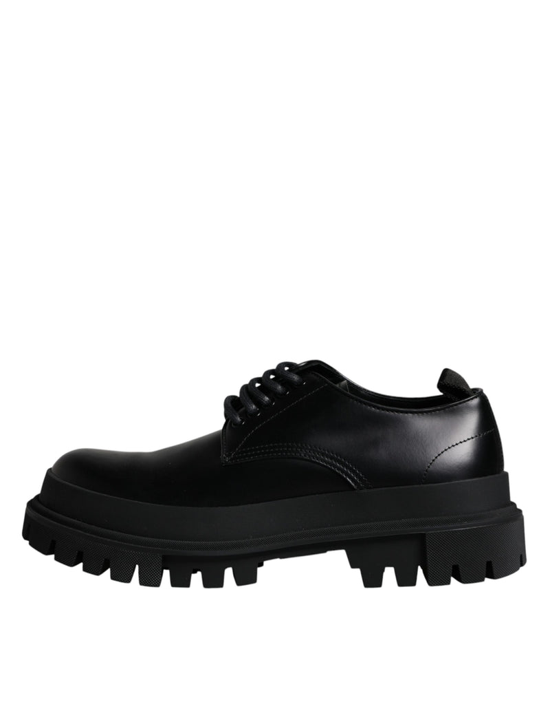Dolce & Gabbana Black Leather Lace Up Derby Dress Shoes