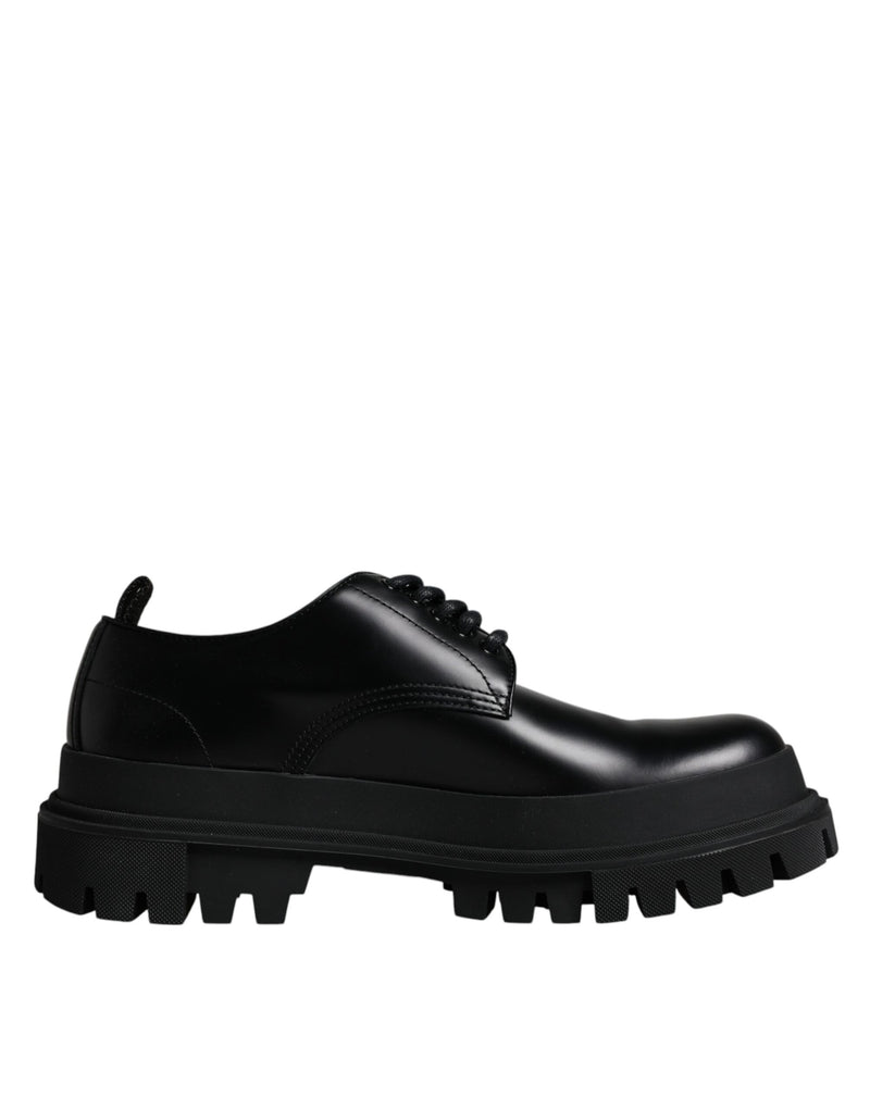 Dolce & Gabbana Black Leather Lace Up Derby Dress Shoes