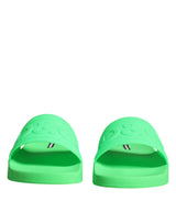 Dolce & Gabbana Green Leather Slides Sandals for Men