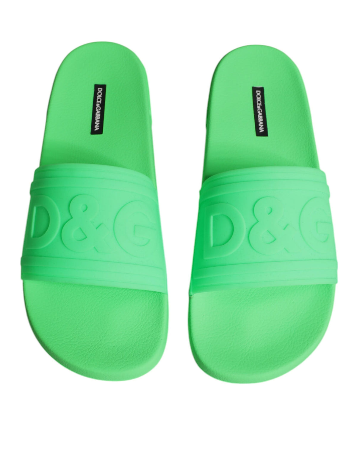Dolce & Gabbana Green Leather Slides Sandals for Men